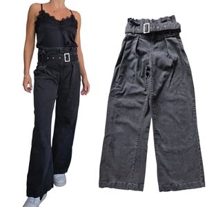 Wild Fable Paperbag Black High Rise Wide Leg Jeans Women’s 2 Pleated Denim Pants